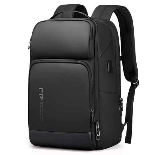 FENRUIEN Erweiterbarer Laptop Rucksack Business Rucksack Herren Laptop Tasche 17 Zoll für Herren und Damen Mädchen Teenager mit Laptopfach USB-Ladeanschluss Rucksack (Schwarz) von FENRUIEN