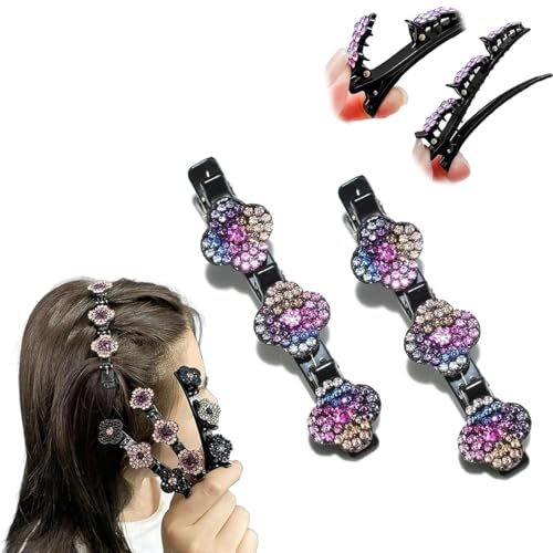 2025 Funkelnd Kristall-Stein Geflochten Haarspangen Für Frauen - Strass Haarspangen, Haar-Accessoires Entenschnabel Clips (2 Stück bunt) von FENXIXIONE