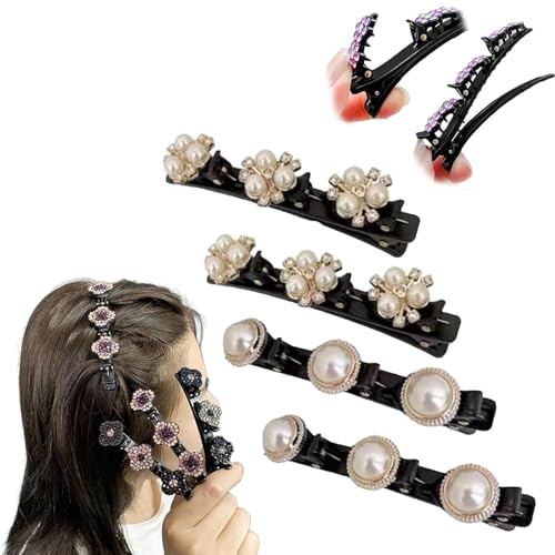 2025 Funkelnd Kristall-Stein Geflochten Haarspangen Für Frauen - Strass Haarspangen, Haar-Accessoires Entenschnabel Clips (4Stück A) von FENXIXIONE