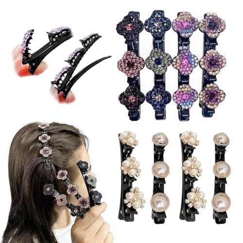 2025 Funkelnd Kristall-Stein Geflochten Haarspangen Für Frauen - Strass Haarspangen, Haar-Accessoires Entenschnabel Clips (8Stück A) von FENXIXIONE