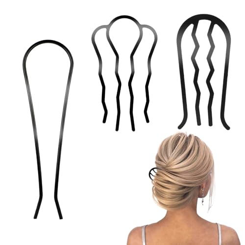 7pcs Metall Haar Seite Kämme, schwarzes Haar Gabel Clip Zähne Haar Pin Stick für Updo Bun, U-Form Haarnadeln für Vintage Frisuren Haarschmuck Frauen und Mädchen von FENXIXIONE