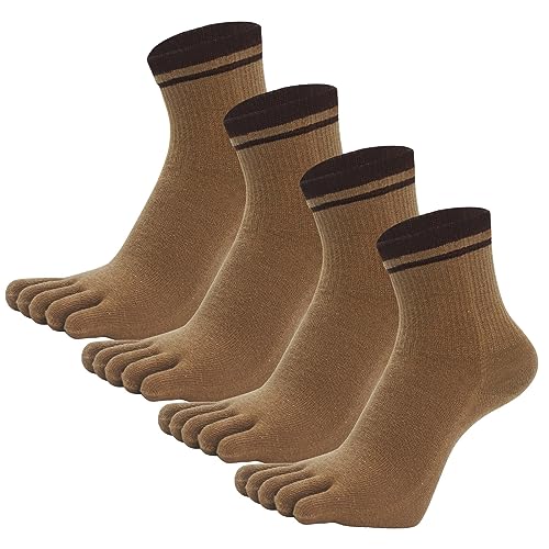 4 Paar Damen Fünf Finger Zehensocken Sneaker Socken Kurz Sportsocken Laufsocken von FEOYA