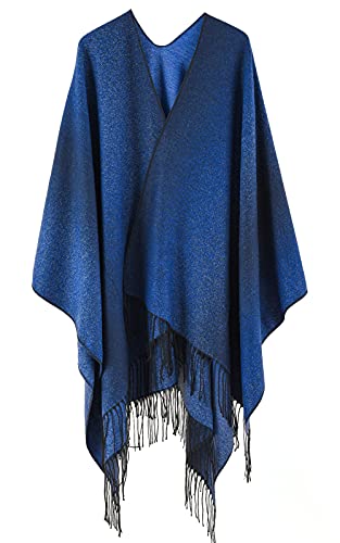 Cape Poncho Umhang Damen Frauen Farbverlauf Deckenschal Schal Stola Wrap Tuch Warm Damentuch Damenschal Herbst Winter Übergroß Luxus von FEOYA