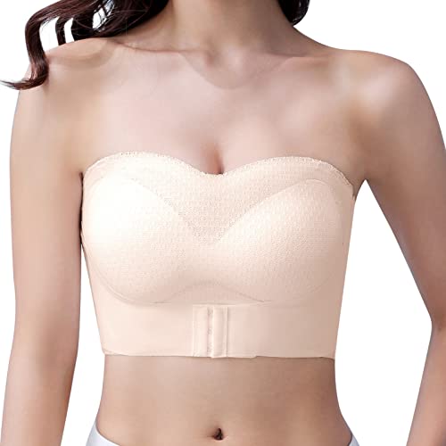 Damen Bandeau Trägerloser BH ohne Bügel Gepolsterter Bralette BH Nahtlose Tube Top BH mit Trägern - 4XL von FEOYA