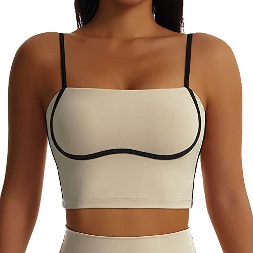 Damen Crop Tops Workout Tops Lose Ärmellose Cropped Muscle Tank Open Back Shirts Sports Bra mit Abnehmbaren Cups - S von FEOYA