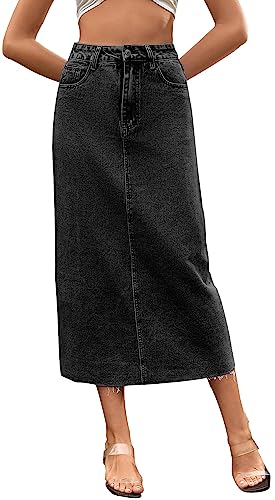 Damen Denim Rock Hohe Taille Solide Bleistiftrock Jean Röcke Elegant Vintage Cargo Rock Damen Western Röcke mit Schlitz - XS Damen Denim Rock Hohe Taille Solide Bleistiftrock Jean Röcke Elegant Vintage Cargo Rock Damen Western Röcke mit Schlitz - XS von FEOYA