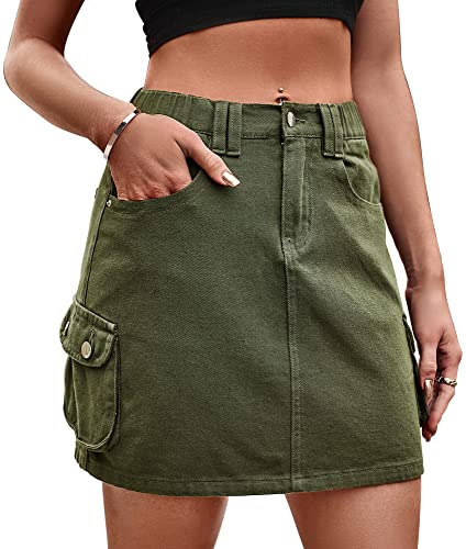 Damen Jeans Mini-Rock Casual Jean kurzen Röcke Hohe Taille Sommerrock S von FEOYA