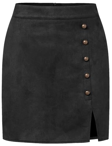 Damen Mini Röcke 50s Retro Vintage Bleistiftrock High Waist Röcke mit Schlitz L von FEOYA