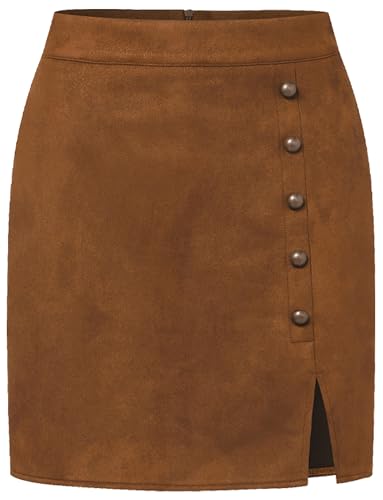 Damen Rockabilly Rock a Linie Vintage Retro Rock Swing Röcke Bleistiftrock Winter XL von FEOYA