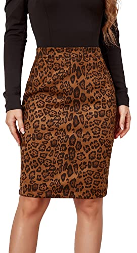 Damen Röcke Elegant Büro Rock Figurbetont Fauxsuede Minirock Hohe Taille Herbstrock Kunstleder Schlitz Bodycon Bleistiftrock Female Wildlederimitat Rock von FEOYA