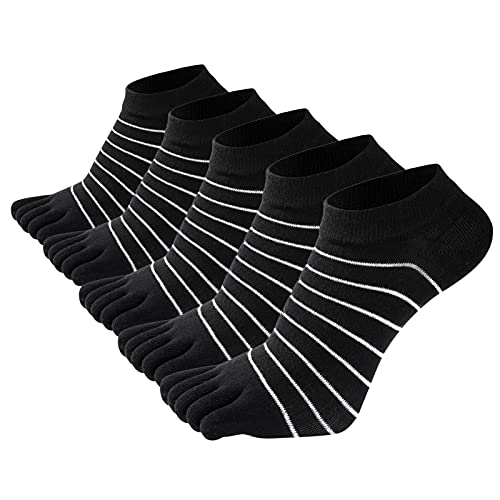 Damen Sneakers Socken Sportsocken Knöchel Socken Zehensocken 5PCS Laufsocken für Herren Damen Laufende Socken Baumwolle Fünf Finger Socken-35-42 von FEOYA