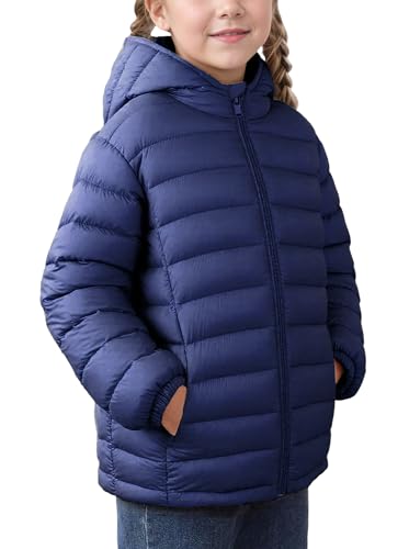 Dünne Daunenjacke Kinder Übergangsjacke Mädchen Jungen Steppjacke für Frühling Herbst Winter 11-12 Jahre Blau von FEOYA