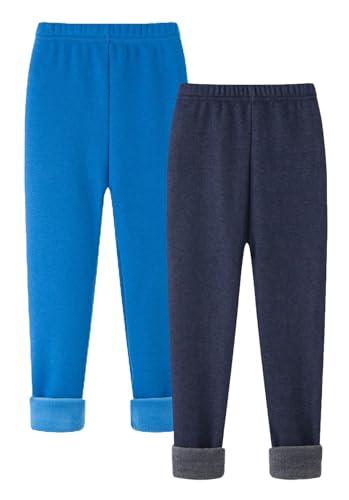 FEOYA 2 Pcs Fleecefutter Thermoleggings für Mädchen Bunt Gefütterte Winter Hosen Leggings Gummiband Weich Warme Unterhosen B4 3-4 Jahre von FEOYA