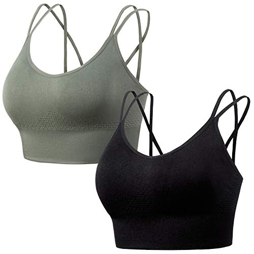 FEOYA 2 pcs Damen Bustier Bralette Yoga Sport-BH Damen Bustier mit Gepolstert - Atmungsaktiv Ohne Bügel Sports Bra Top von FEOYA