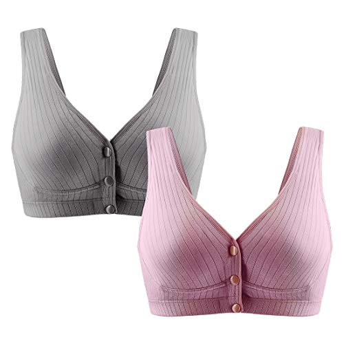 FEOYA 2Pcs Schwangerschafts Still Schlaf BH Ohne Bügel Nahtloser Still-BH Bustier mit Spitz für die Nacht Stillen und Schlafen von FEOYA