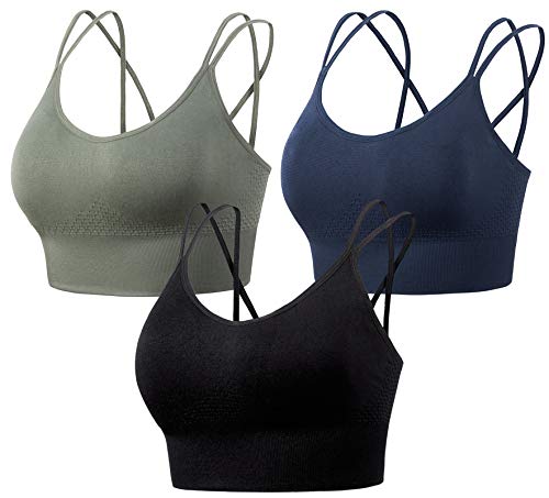 FEOYA 3 STK Damen Soft BH ohne Bügel - mit BH-Verschluss im Rücken und herausnehmbaren Pads Bra Top Baumwolle ohne Bügel atmungsaktiv Joggen Yoga Jumping Fitness von FEOYA