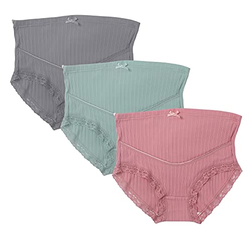 FEOYA 3 Stück Schwangerschaft Unterwäsche Mutterschaft Hohe Taillen Slip Panty Verstellbare Unterstützung Slip Umstandsmode Unterhose von FEOYA