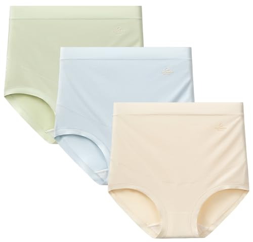FEOYA 3er Pack Damen Schwangere Hohe Taille Unterwäsche Antibakterielle Umstandsslips aus Baumwolle Nahtlos Weich Panties XL von FEOYA