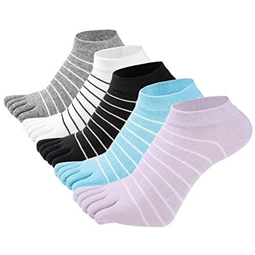 FEOYA 4/5 Paare Frauen Baumwolle Finger Socken Split Toe Sport Socken weich atmungsaktiv 01 Multicolore von FEOYA