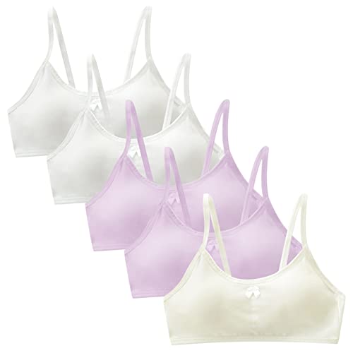 FEOYA 5 Stücke Mädchen BH aus Baumwolle Bra Bügellos Unterwäsche Sport Bra Ohne Buegel Gepolsterte Bralette Yoga Sports BH Bra Top 8 Jahre - 15 Jahre von FEOYA