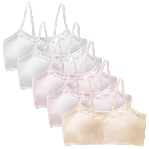 FEOYA 5 pcs Mädchen Bustier aus Baumwolle BH Sport Bra Bustier Ohne Buegel Girl Yoga Sports BH Bra Top Set Fuer 8 Jahre - 15 Jahre von FEOYA