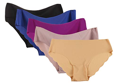 FEOYA 5er Pack Damen Sexy Nahtlose Unterhose Seamless Hüftslip Panties Elastisch Weich Unterwäsche Höschen Slip von FEOYA