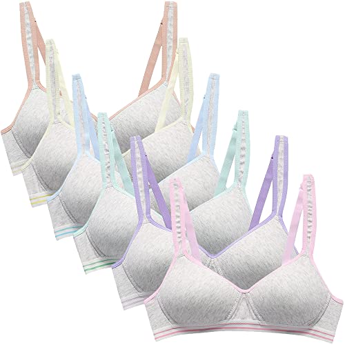 FEOYA 6er-Pack Mädchen Unterwäsche Teenager BHS Trainings-BH Frauen Bralette Sport BH Push Up BH Bügelfrei BHS Atmungsaktiver BH Gepolsterter BH Mit Verstellbaren Trägern 75A/B von FEOYA