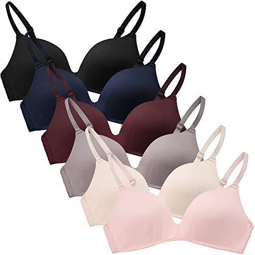 FEOYA 6er-Pack Mädchen Unterwäsche Teenager BHS Trainings-BH Frauen Bralette Sport BH Push Up BH Bügelfrei BHS Damen BHS Atmungsaktiver BH Gepolsterter BH Mit Verstellbaren Trägern von FEOYA