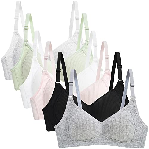 FEOYA 6er-Pack Mädchen Unterwäsche Teenager BHS Trainings-BH Frauen Bralette Sport BH Push Up BH Bügelfrei BHS Mädchen BHS Atmungsaktiver BH Gepolsterter BH Mit Verstellbaren Trägern 70A/B von FEOYA