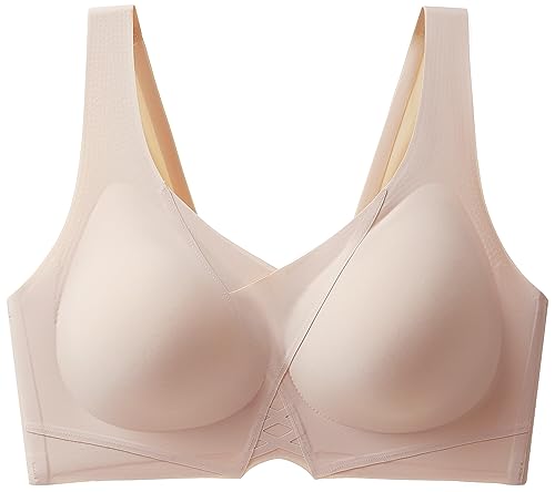 FEOYA BH Damen ohne Bügel Nahtlos Komfort Bustiers T Shirt Schlaf Still Sport Soft Bra Wohlfühl Butterweich Bralette mit Feste Pads - XXL von FEOYA