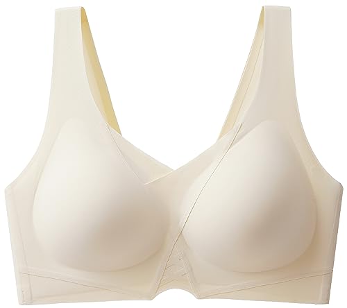 FEOYA BH Damen ohne Bügel Nahtlos Komfort Bustiers T Shirt Schlaf Still Sport Soft Bra Wohlfühl Butterweich Bralette mit Feste Pads - XXL von FEOYA