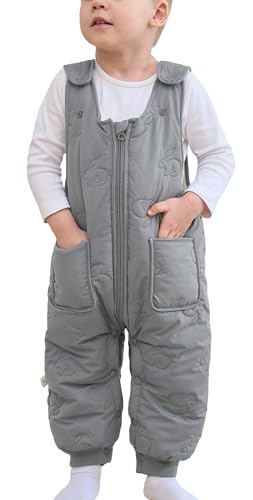 FEOYA Baby Kleidung Winter Mit Reißverschluss Mädchen Strampler Fleece Herbst Newborn Schneeanzug Warme Puffer Jungen Winterjacke Dick Gefütterte Neugeborene Ohne Ärmel Solide Grau 12 18 Monate von FEOYA