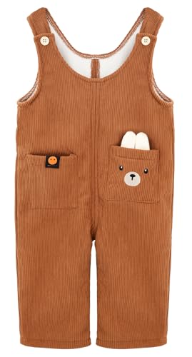 FEOYA Baby Kleinkind Kord Overall Herbst Winter Latzhose Jungen Mädchen Casual Verstellbare Jumpsuit Ärmellose Lange Hose Strampler mit Tasche 2-3 Jahre von FEOYA