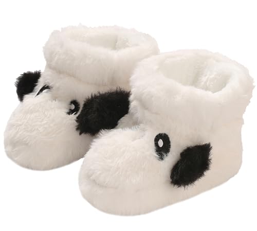 FEOYA Baby Schuhe Winter Outdoor Mädchen Stiefel Warme Dicke Jungen Winterschuhe Gefüttert Fleece Neugeborenen Krabbelschuhe Rutschfeste Schnee Kleinkind Boots Lammfell Weiche Sohle 02 Weiß 0 6 Monate von FEOYA