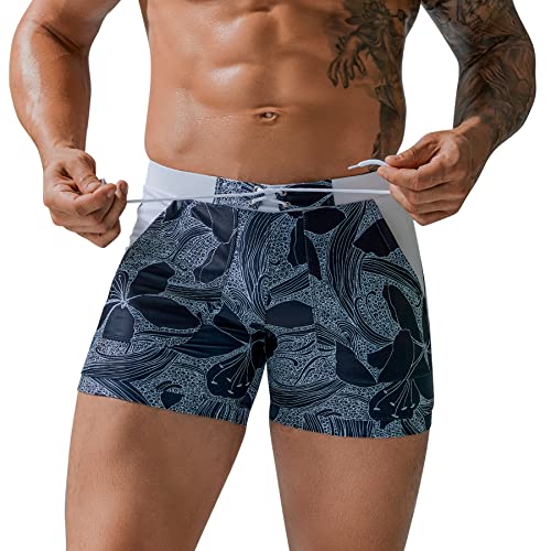 FEOYA Badehose Herren Badehose Shorts mit Kordelzug Strandshorts Sport Boxer Elastische Turnhose Board Shorts Print#2 L von FEOYA