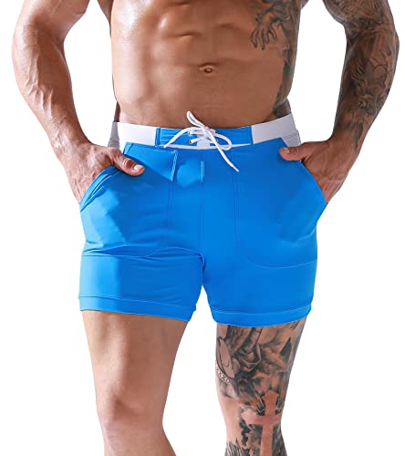 FEOYA Badehose Herren Boxer-Badehose Schwimmhose Wassersport mit Verstellbar Tunnelzug und Tasche Tag No.EU L von FEOYA
