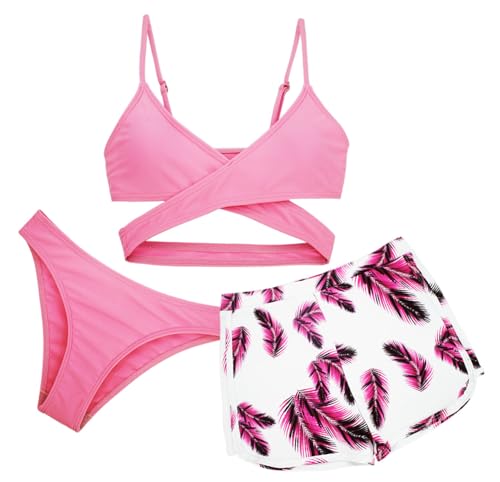 FEOYA Bademode Mädchen Bikini Set 3 Teilig Badeanzug Kinder Schwimmanzug Sommer Strand Schwimmen Badebekleidung Hawaii Schwimmkleidung 12-13 Jahre von FEOYA