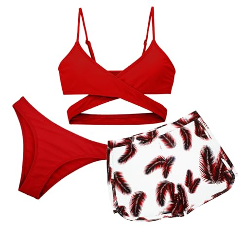 FEOYA Bademode Mädchen Bikini Set 3 Teilig Badeanzug Kinder Schwimmanzug Sommer Strand Schwimmen Badebekleidung Hawaii Schwimmkleidung 14 Jahre von FEOYA