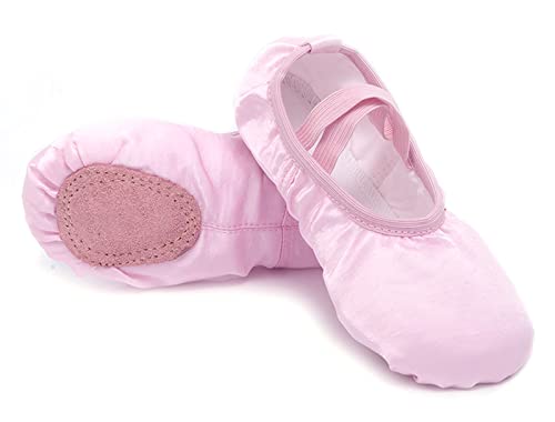 FEOYA Ballettschuhe Ballerinas Leder Geteilte Sohle Ballettschuhe für Mädchen Gymnastik Yoga Schuhe Tanzschuhe Ballerina Tanzschuhe für Kinder Kleinkinder Tanzen Fitness Rosa 33 von FEOYA