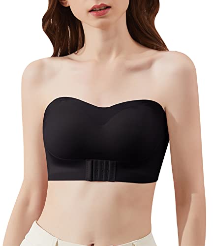 FEOYA Bandeau-BH nahtlos aus Stretch-Stoff mit herausnehmbaren Einlagen Trägerloser BH Push up Mit Abnehmbaren Trägern Verstellbare Schultergurte - XL von FEOYA