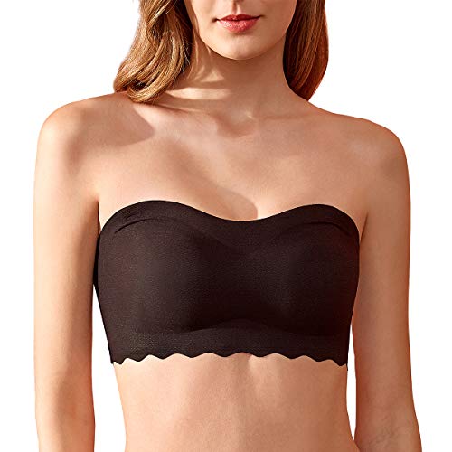 FEOYA Bandeau-BH nahtlos aus Stretch-Stoff mit herausnehmbaren Einlagen Trägerloser BH Push up Mit Abnehmbaren Trägern Verstellbare Schultergurte von FEOYA