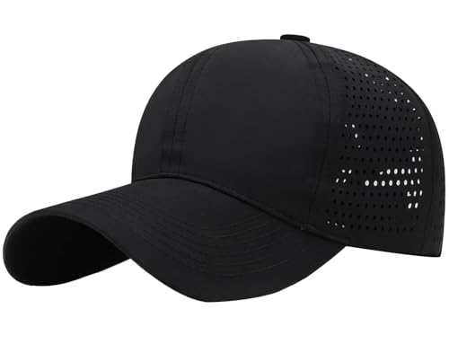 FEOYA Baseball Cap Herren Damen Sport Baseballmütze Schnell Trocknende Mesh Sportmütze Gebogene Krempe Outdoor Hut Atmungsaktive Sommer Basecap Black von FEOYA