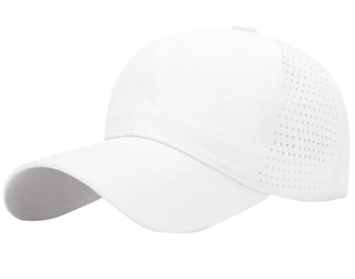 FEOYA Baseball Cap Herren Damen Sport Baseballmütze Schnell Trocknende Mesh Sportmütze Gebogene Krempe Outdoor Hut Atmungsaktive Sommer Basecap White von FEOYA