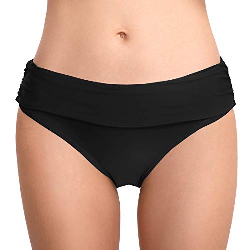 FEOYA Bikini Bottom Damen Sexy Bikinihosen in Herzform Bademode Slip Brazilian Bikini Thong String Tanga Badeanzug Beachwear Schwarz M von FEOYA