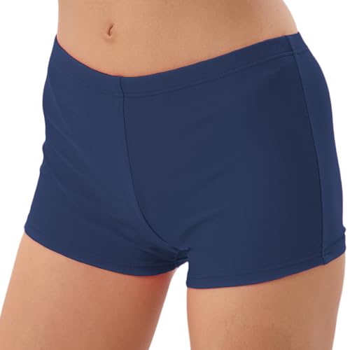 FEOYA Bikinihose Damen Kurze Hohe Taille Badehose Frauen Bauchkontrolle Strandshorts Marine 44 von FEOYA
