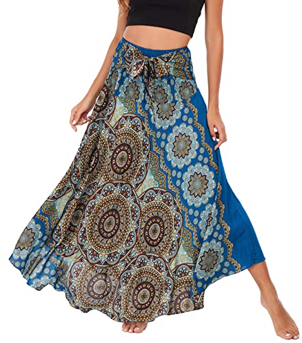 FEOYA Bohemian Fließender Rock 2 in 1 Elegantes Chiffon-Maxikleid Travel Beach von FEOYA