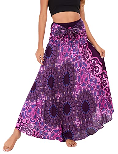 FEOYA Bohemian Fließender Rock 2 in 1 Elegantes Chiffon-Maxikleid Travel Beach von FEOYA