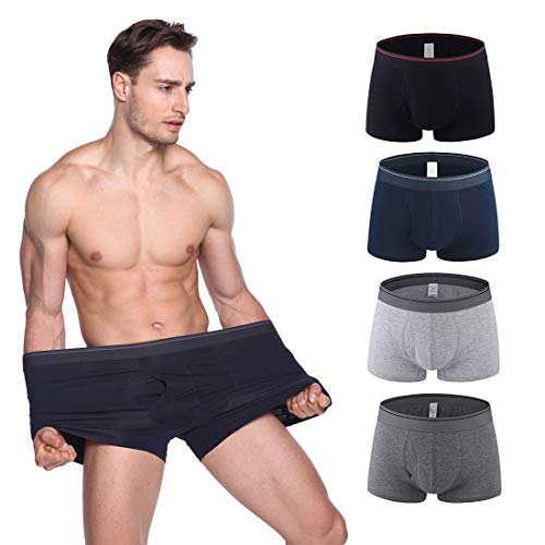 FEOYA Boxershorts Herren Unterhosen Männer Boxer Herren Unterwäsche Weich Elastisch Baumwolle Boxer Shorts Trunks 4er Pack 6XL von FEOYA