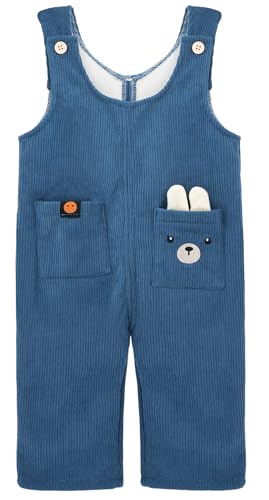 FEOYA Cord Overall für Baby Kleinkind Herbst Winter Latzhose Jungen Mädchen Casual Verstellbare Jumpsuit Ärmellose Lange Hose Strampler mit Tasche 4-5 Jahre von FEOYA