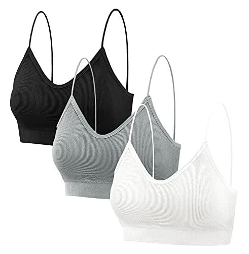 FEOYA Damen 3/4/5/6er Set Nahtlose Gepolsterte Wohlfühl BH Sport BH Spaghettiträger Bralette Ohne Bügel Weich Dünn V-Ausschnitt Bra Top von FEOYA